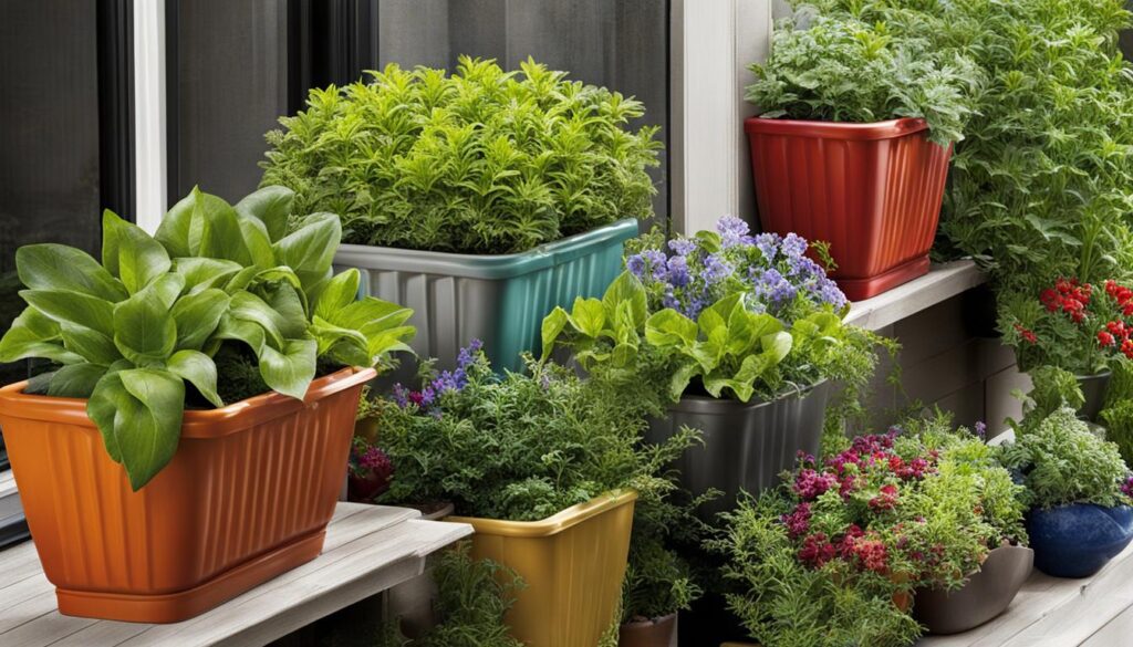 Space-saving containers for balcony garden