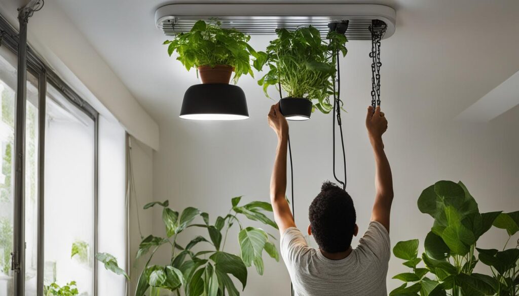 hang grow lights from ceiling