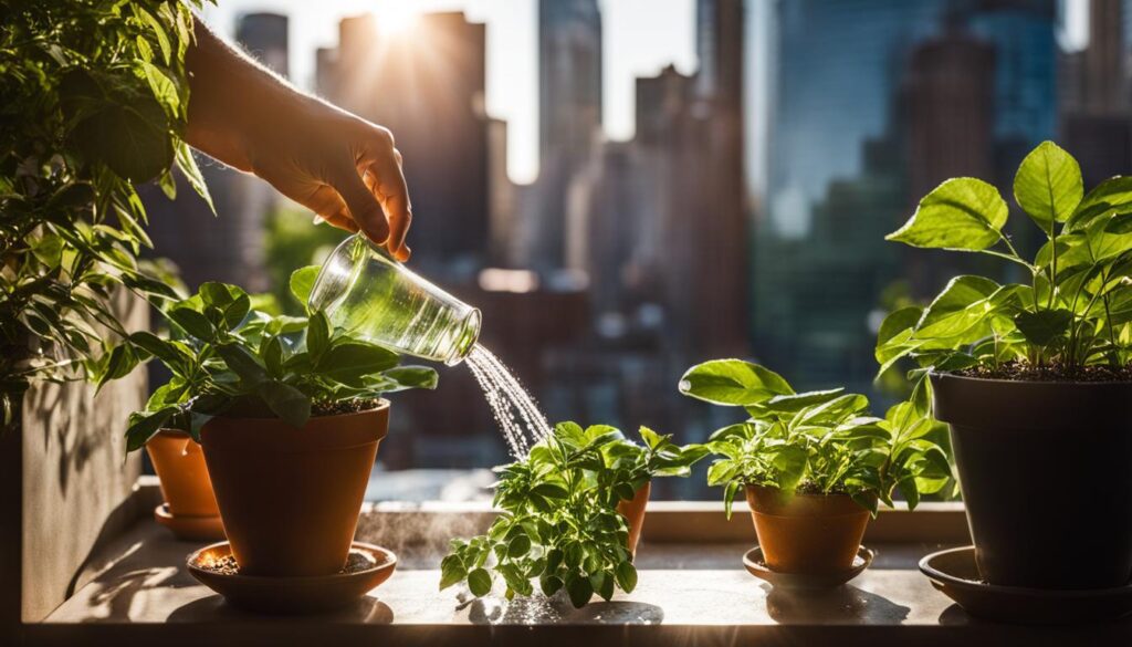 watering balcony plants