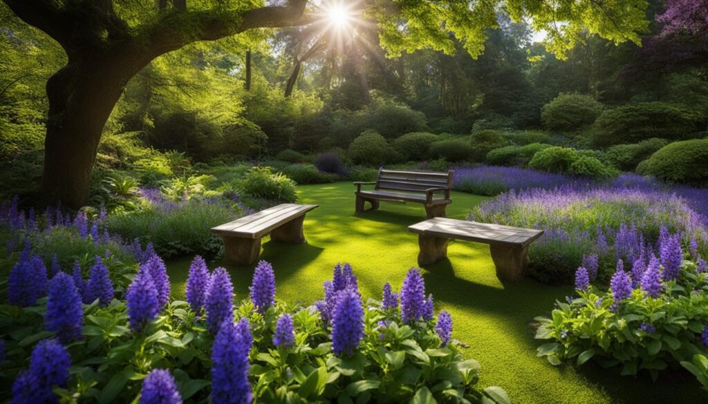 Ajuga groundcover in a shady garden