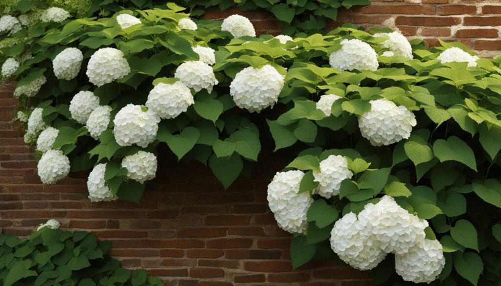 Climbing hydrangea in shade