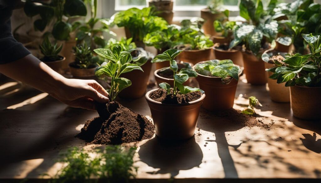 adjusting soil for houseplants