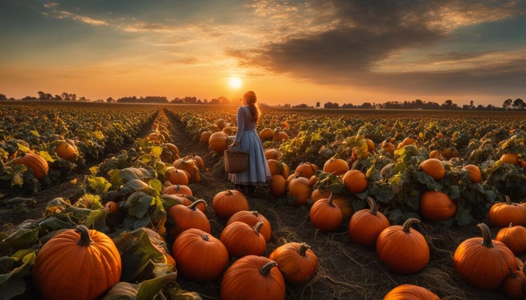 harvesting Cinderella pumpkins