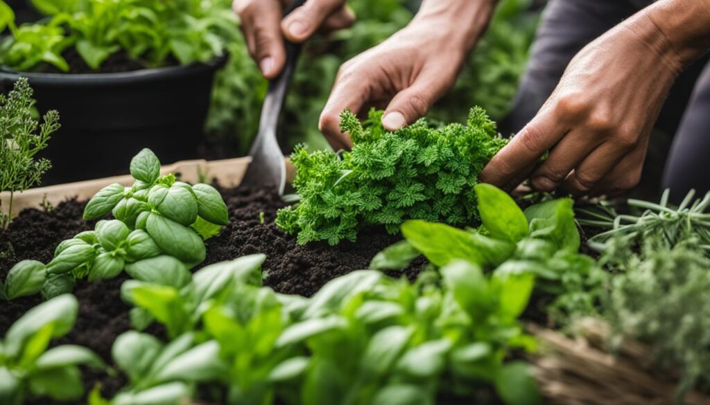 harvesting herbs