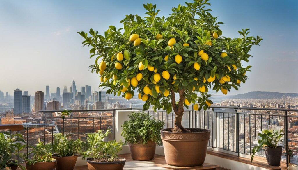 potted lemon tree