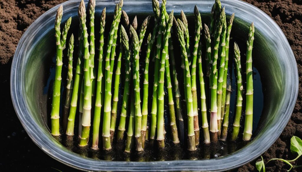 soaking asparagus crowns