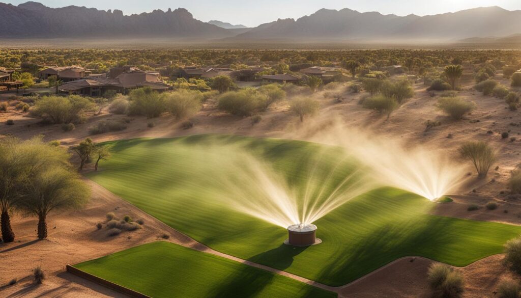 watering Arizona grass
