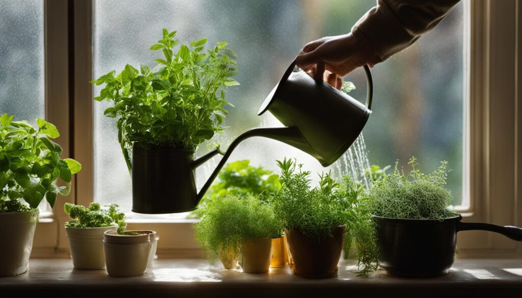 watering indoor herbs