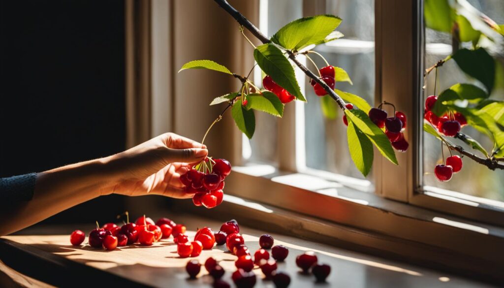 harvesting cherries