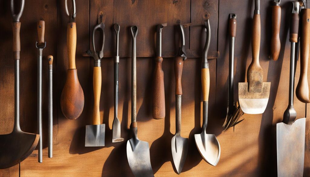 wooden garden tools