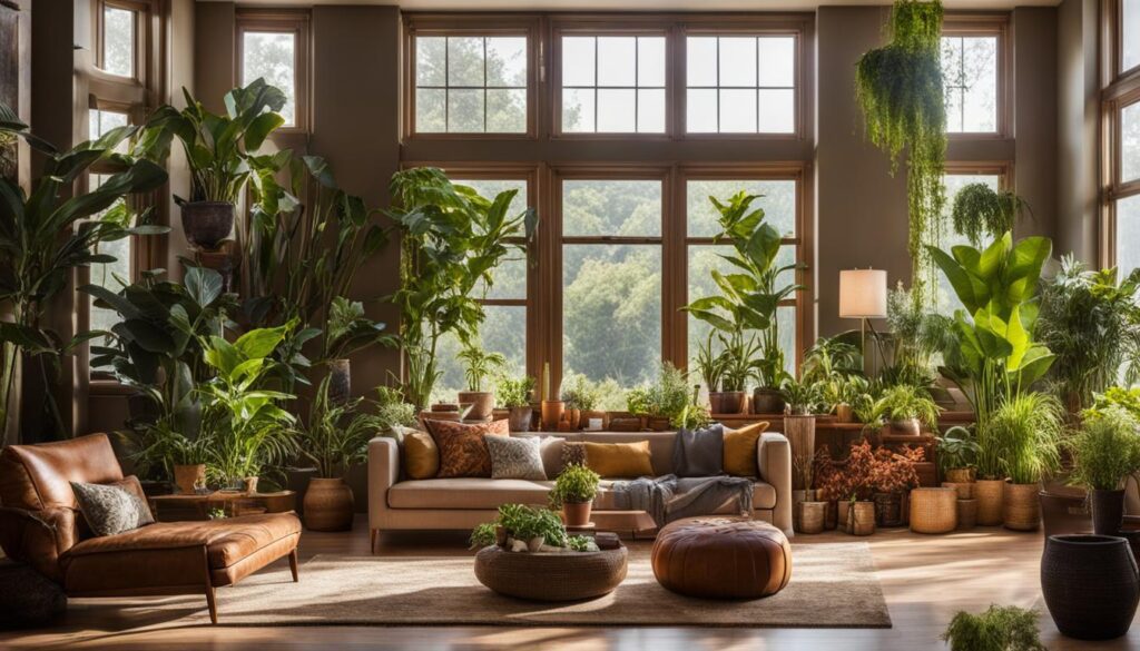 Houseplants in a living room