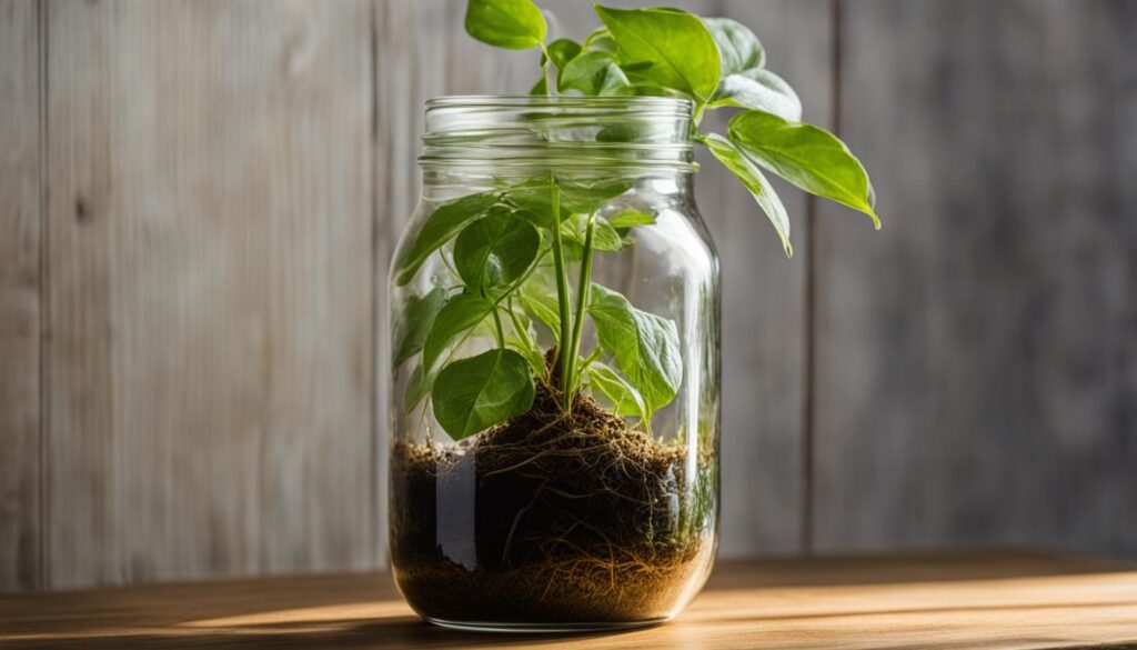 hydroponic herbs in mason jars