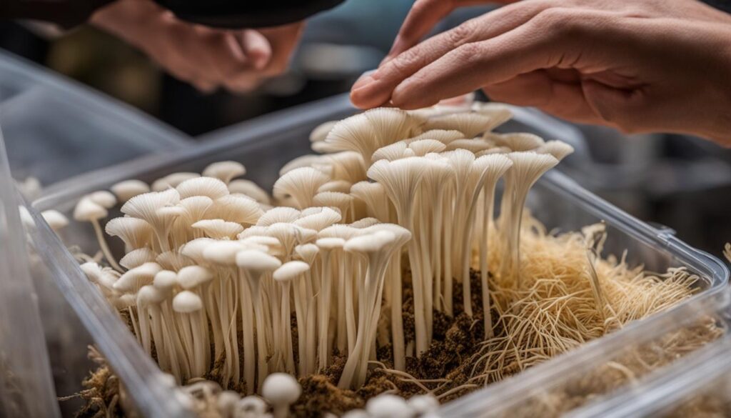 Harvesting Enoki Mushrooms