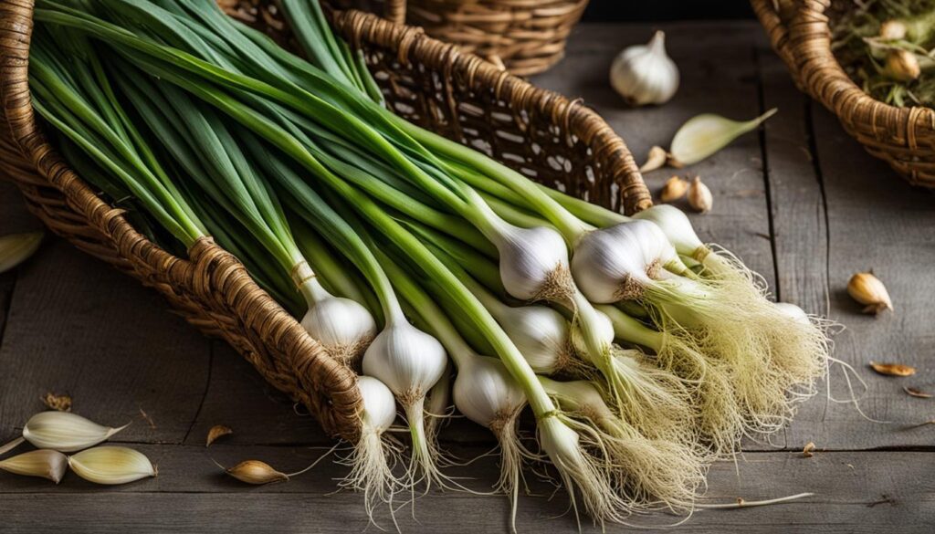 harvest green garlic