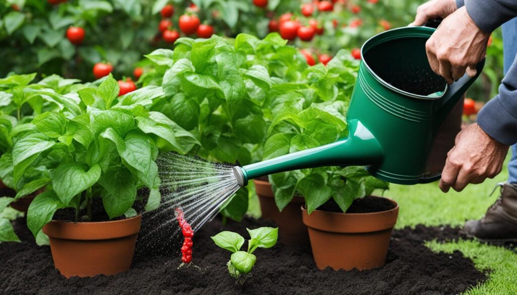 Watering Carolina Reaper plants