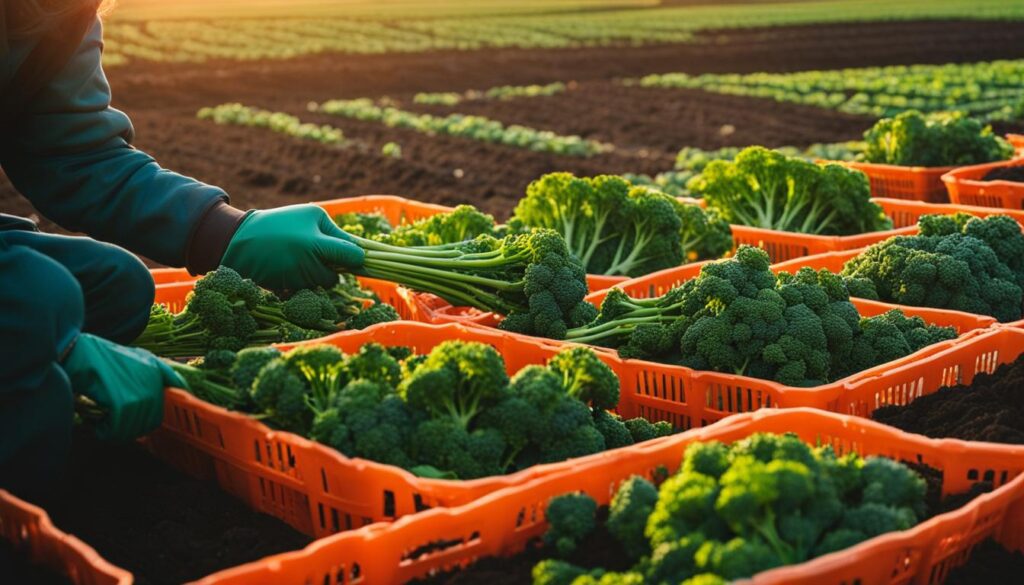 harvesting broccolini